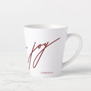 Love and Joy Script Red Name Christmas Holiday Latte Mug