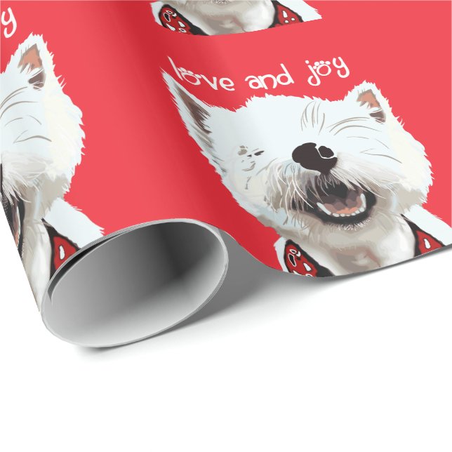 Love and Joy Westie Wrapping Paper (Roll Corner)