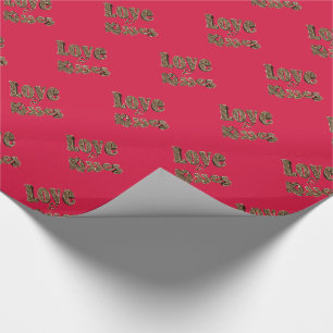 Love and Kisses Romantic Elegant Gold Typography Wrapping Paper