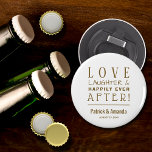 Love and Laughter Bottle Opener<br><div class="desc">A little something for a wedding favor - personalized bottle openers featuring the words "Love, Laughter & Happily Ever After, " your names and wedding date in chic gold lettering. Fun favor gift idea for wedding shower, rehearsal dinner, engagement party, wedding reception or anniversary celebration. MORE COLORS in our store....</div>