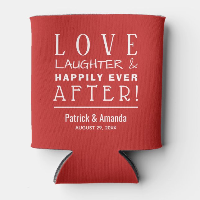 Love and Laughter RED Can Cooler (Front)