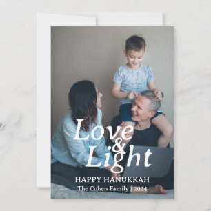 Love and Light   Hanukkah family One photo Holiday Card