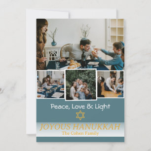 Love and Light   Hanukkah family photo Collage Holiday Card