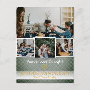Love and Light   Hanukkah family photo Collage Holiday Postcard