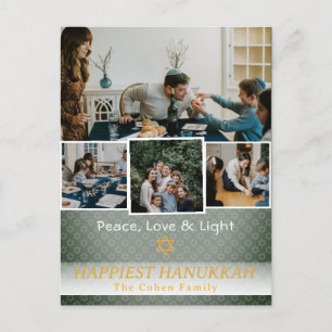 Love and Light Hanukkah family photo Collage Holiday Postcard