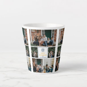 Love and Light Hanukkah family photo collage Latte Mug