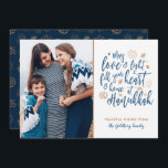 Love and Light Hanukkah Photo Flat Card<br><div class="desc">A stylish and modern Hanukkah design in faux gold foil and dark blue.  Easy to customize with your own photo and text.</div>