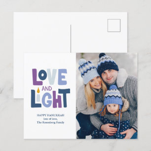 "Love and Light" Happy Hanukkah Photo Holiday Card
