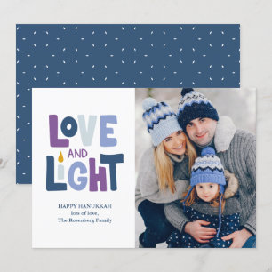 "Love and Light" Happy Hanukkah Photo Holiday Card