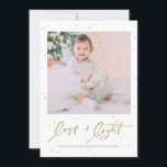Love and Light Lettering Photo Happy Hanukkah Holiday Card<br><div class="desc">Happy Hanukkah! Send holiday wishes and greetings to family and friends with this photo holiday card. It features brush calligraphy quote 'Love & Light' with stars accents. Personalize by adding names,  message and photos. This design is available as a flat card,  folded card and postcard.</div>
