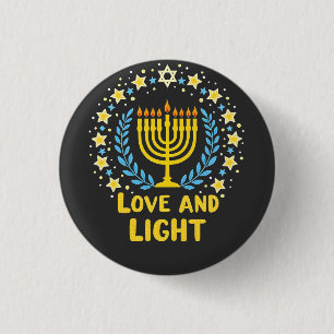 Love and Light Menorah Jewish Hanukkah Holiday 1 Inch Round Button