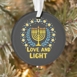 Love and Light Menorah Jewish Hanukkah Holiday  Ornament