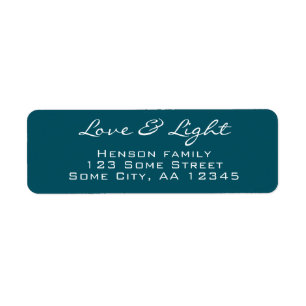 Love and Light Script Blue Green Christmas Adresse