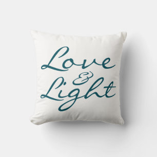 Love and Light Script Green White Christmas Throw Pillow