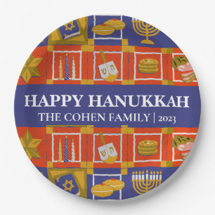 Love and Light   Simple Elegant Hanukkah family Paper Plate