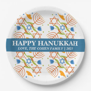 Love and Light   Simple Elegant Hanukkah family  Paper Plate