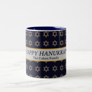 Love and Light   Simple Elegant Hanukkah family  Two-Tone Coffee Mug