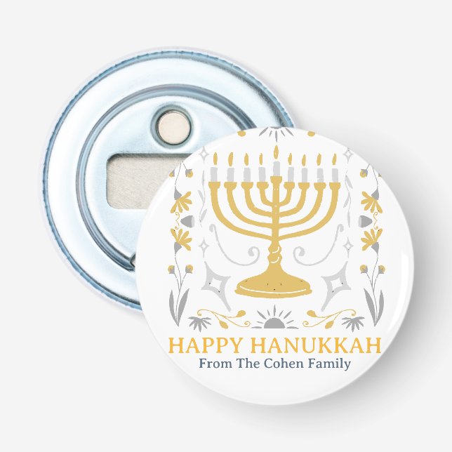Love and Light | Simple Happy Hanukkah family  Bottle Opener (Front)