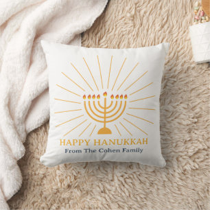 Love and Light   Simple Happy Hanukkah family  Throw Pillow