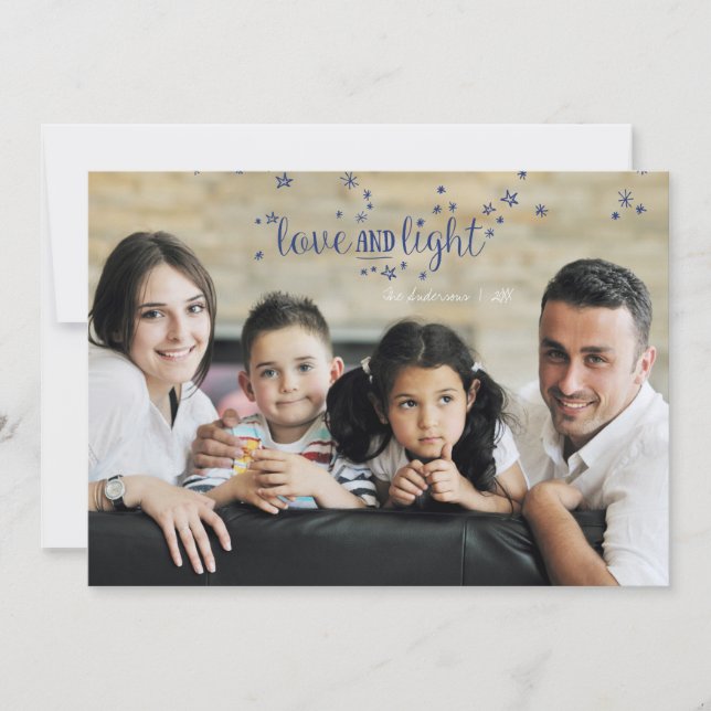 Love and Light Stars Holiday Photo Card (Front)