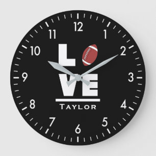Love And Live American Football Sports Fan Large Clock