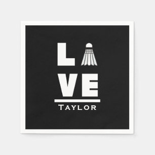 Love And Live Badminton Sports Fan Custom Name Napkin