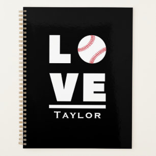 Love And Live Baseball Sports Fan Custom Name Planner