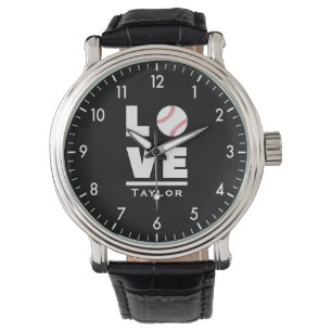 Love And Live Baseball Sports Fan Custom Name Watch