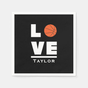 Love And Live Basketball Sports Fan Custom Name Napkin