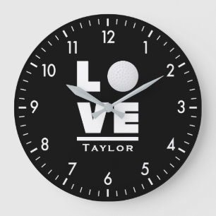 Love And Live Golf Sports Fan Large Clock