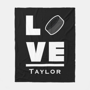 Love And Live Ice Hockey Sports Fan Custom Name Fleece Blanket