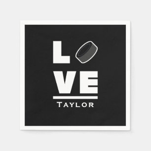 Love And Live Ice Hockey Sports Fan Custom Name Napkin