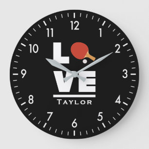 Love And Live Table Tennis Sports Fan Large Clock