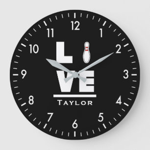 Love And Live Tenpin Bowling Bowler Sports Fan Large Clock