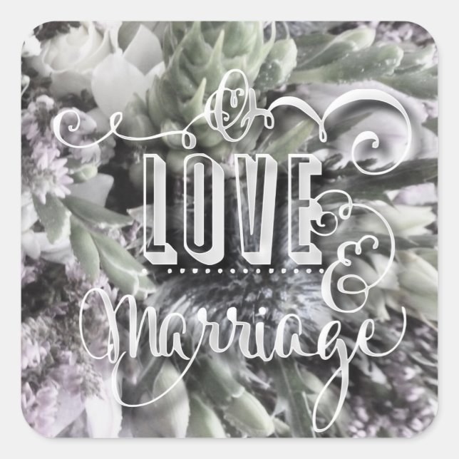 Love and Marriage Wedding Envelope Seal Stickers (Front)