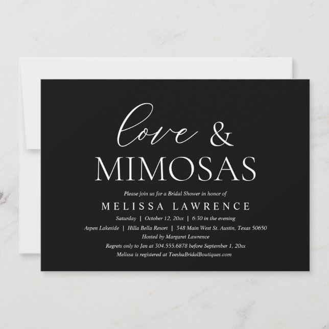 Love and Mimosas, Modern Bridal Shower Party Invitation (Front)