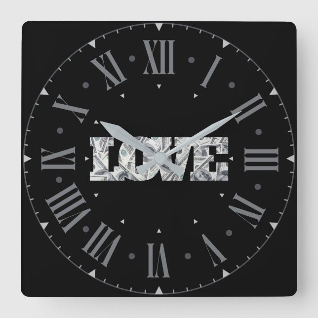 Love And Money Square Wall Clock (Front)