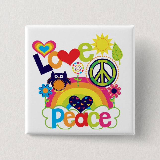 Love and Peace Baby 2 Inch Square Button (Front)