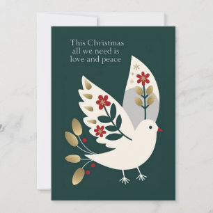 Love and Peace Elegant and stylish Christmas  Holiday Card
