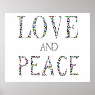 Love and Peace – Gemstone Lettering Design Poster