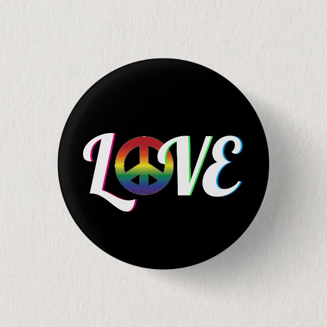 Love and Peace Hippy Retro 1 Inch Round Button (Front)