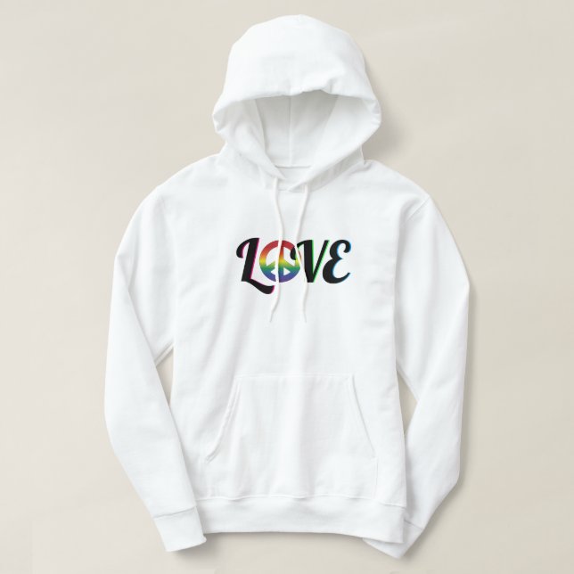 Love and Peace Hippy Retro Sign Hoodie (Design Front)