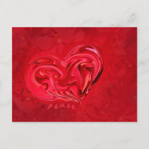 Love and Peace Postcard red Heart