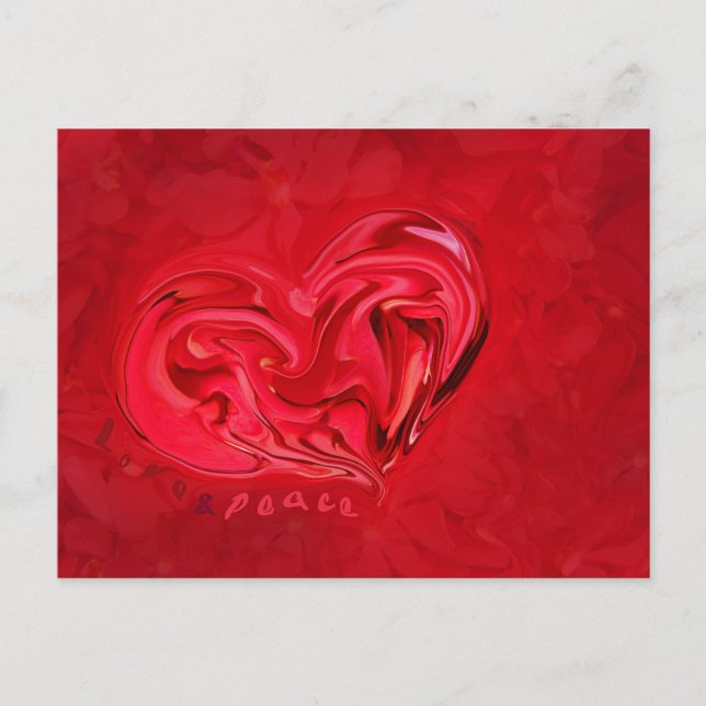 Love and Peace Postcard red Heart (Front)