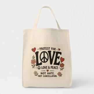 Love and peace tote bag