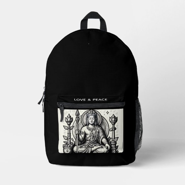 Love and peaceful serenity printed backpack (Front)