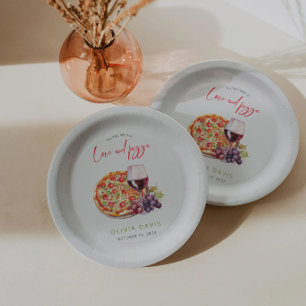 Love and Pizza Bridal Shower Paper Plate