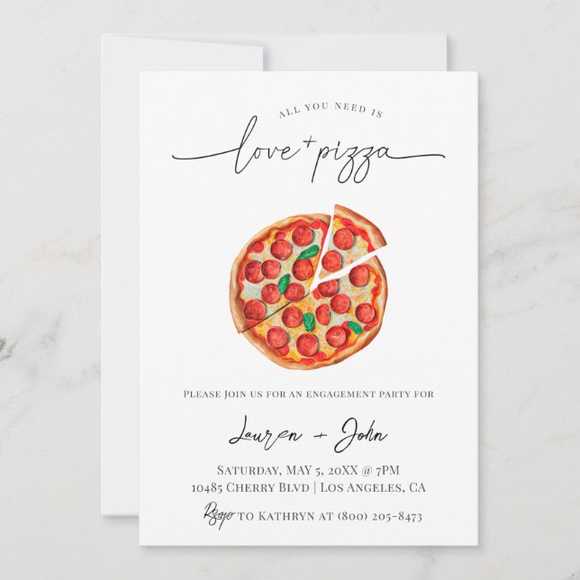 Love and Pizza Engagement Party Invitation (Front)