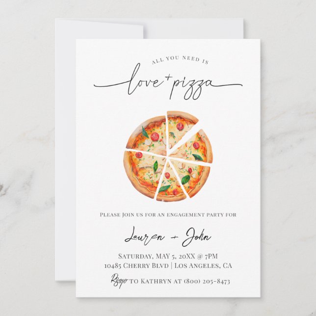 Love and Pizza Engagement Party Invitation (Front)