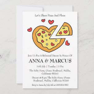 love and pizza fun rehearsal dinner invitations
